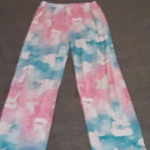 Blue and pink unicorn pajama pants